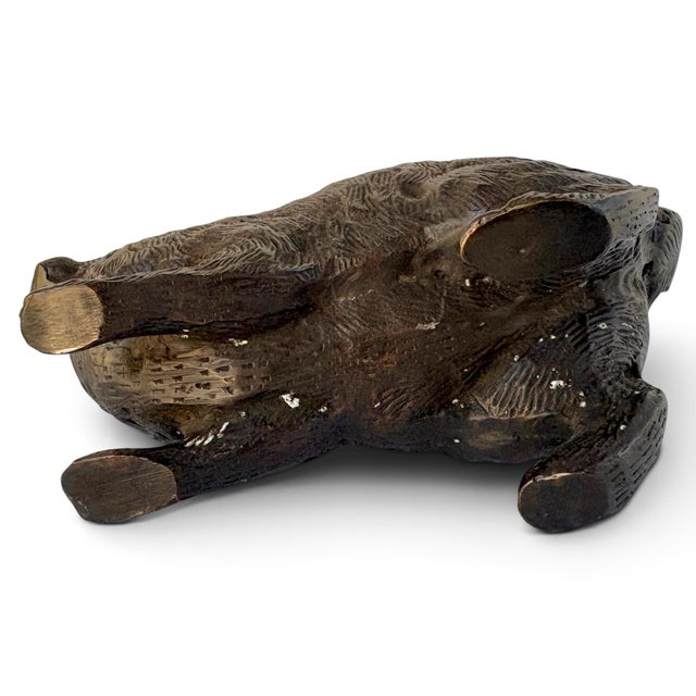 Mid 20th Century Bronze Bunny Rabbit Sculpture With Woven Brass Baskets Edwardian-Style For Sale - Image 11 of 18