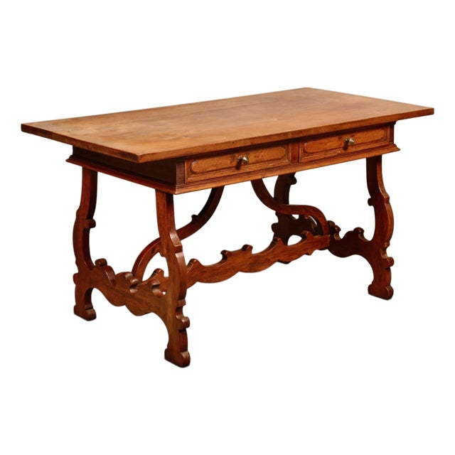 Italian Baroque-Style Writing or Side Table in Walnut, 20th Century For Sale