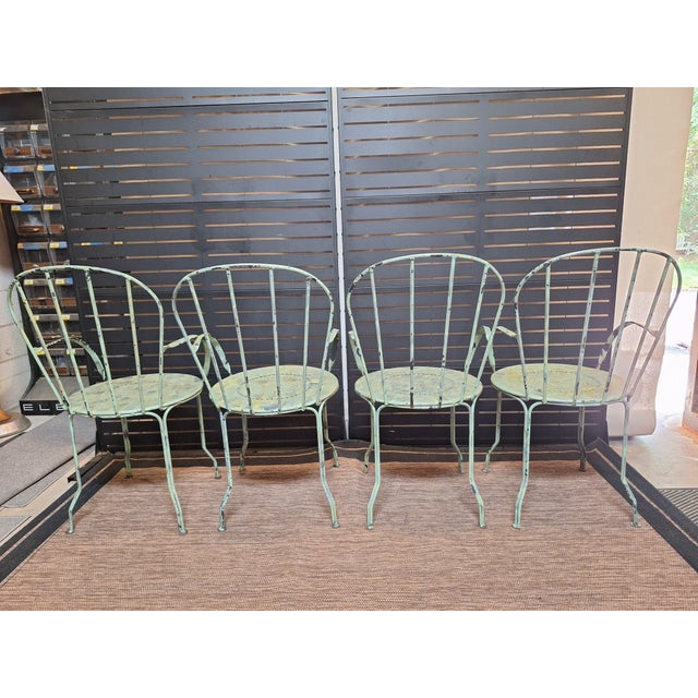 Celadon Vintage Salterini Style Patio Table and Chairs For Sale - Image 8 of 12