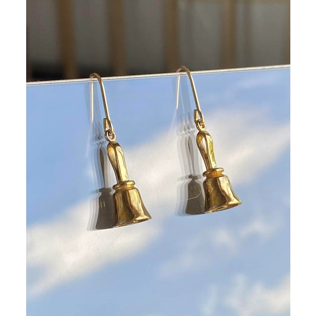 Bell Earrings in Gold Washed Sterling Silver For Sale - Image 10 of 12