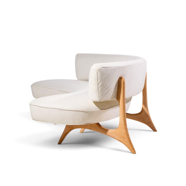 Vladimir Kagan Vladimir Kagan Mid Century Tiger Maple Floating Curve Sofa For Sale - Image 4 of 10