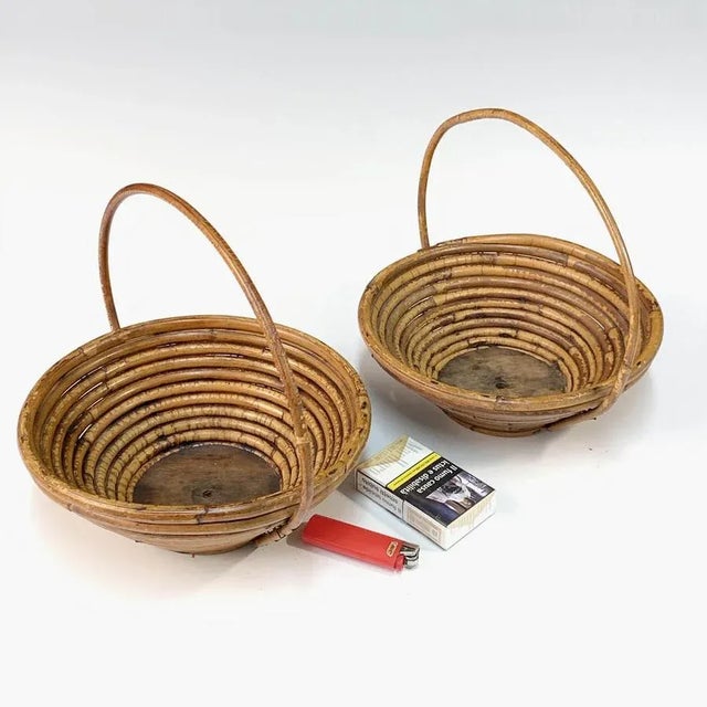 Gold Mid-Century Bamboo and Rattan Bowls, 1970s, Set of 2 For Sale - Image 8 of 18