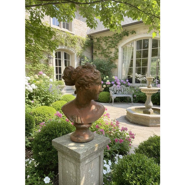 Vintage Neoclassical Terracotta-Style Female Bust – 20" Tall For Sale In West Palm - Image 6 of 7