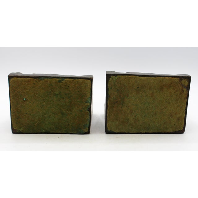 Bronze Circa 1900 Pair of Bronze Plated Bookends Featuring Reliefs of Putti For Sale - Image 8 of 8