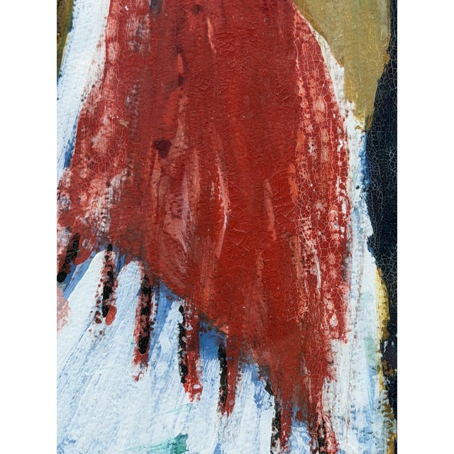 1970s Mohamed Hamri Moroccan Modernist Portrait of Woman, Oil & Gouache Painting For Sale - Image 16 of 18