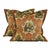 Designer P Kaufmann Brown Green Orange Horse Jockey Equestrian Paisley Toile Pillow Covers- Pair 24" For Sale