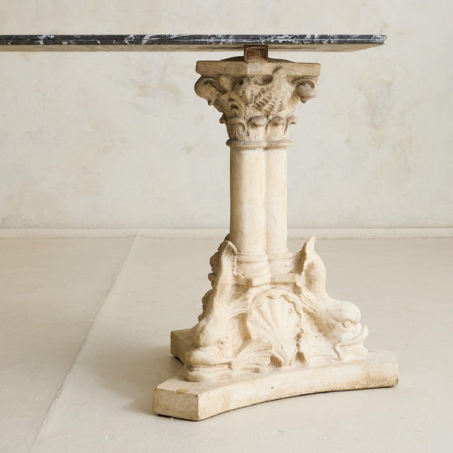 French Neoclassical Dolphin Console with Marble Top, 1940s For Sale - Image 9 of 11