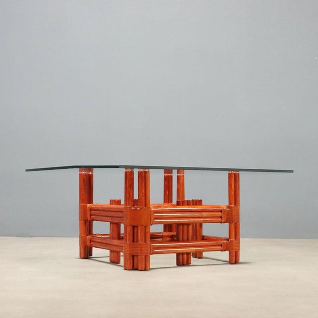 Red Bamboo Coffee Table, 1980s For Sale - Image 9 of 10
