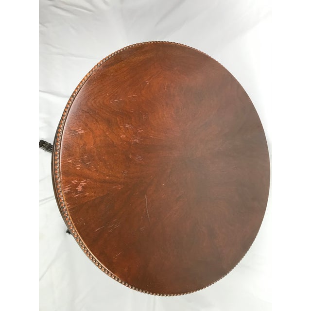 Vintage Mid-Century Regency Mahogany Drum Table With Carved Paw Feet For Sale - Image 11 of 11