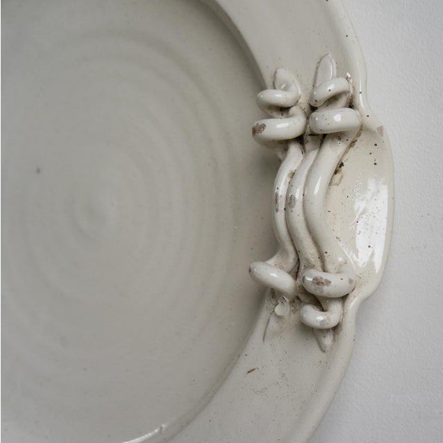 Large Vintage Italian White Glazed Majolica Pottery Charger/Platter, Mid 20th Century For Sale - Image 6 of 12