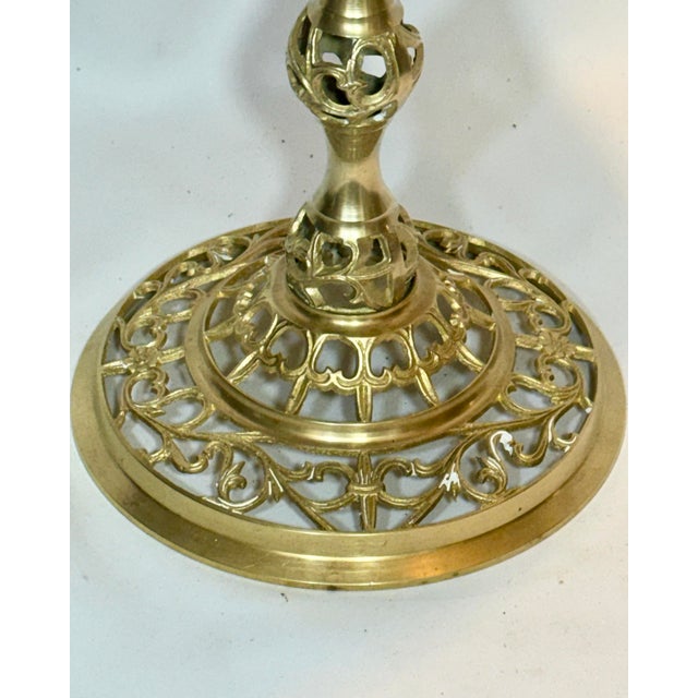 Metal Mid-20th Century French Style Reticulated Brass & Carrara Marble Drinks Table For Sale - Image 7 of 10