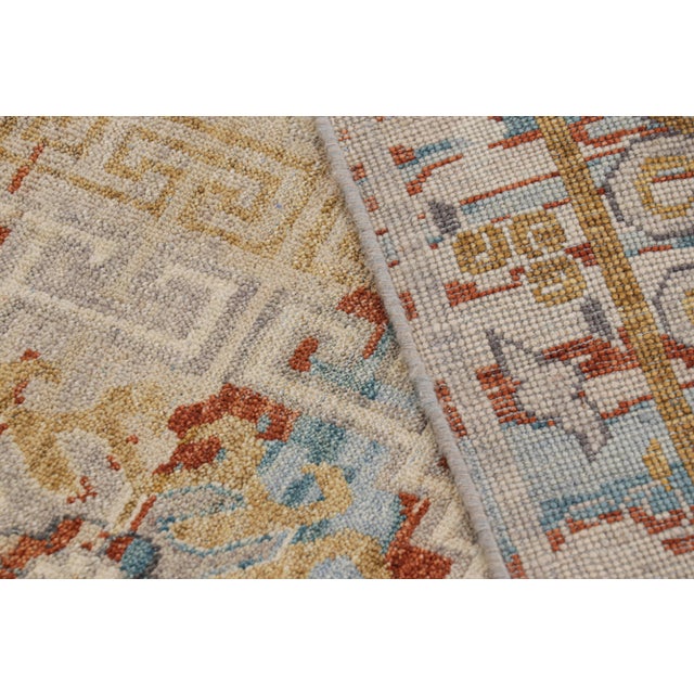 Textile Rug & Kilim’s Modern Block Print Rug with Colorful Geometric Floral Medallions - 6x9 For Sale - Image 7 of 7