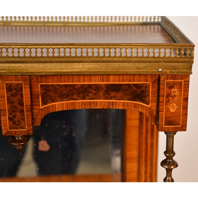 1900s Antique French Louis XVI Burl Walnut Satinwood Inlay Writing Desk For Sale - Image 18 of 18