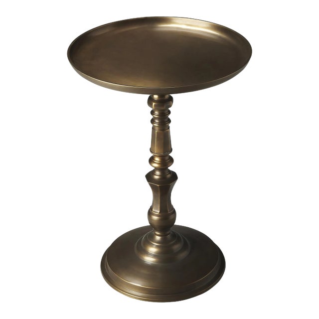 Orleans Round Metal 16"W Accent Table, Bronze For Sale