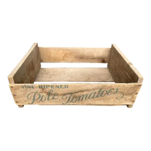Vintage Vine Ripened Pole Tomatoes Wooden Crate