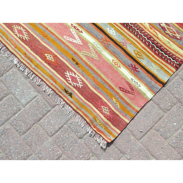 60s Turkish Handmade Kilim Aesthetic Living Area Rugs For Sale - Image 6 of 11