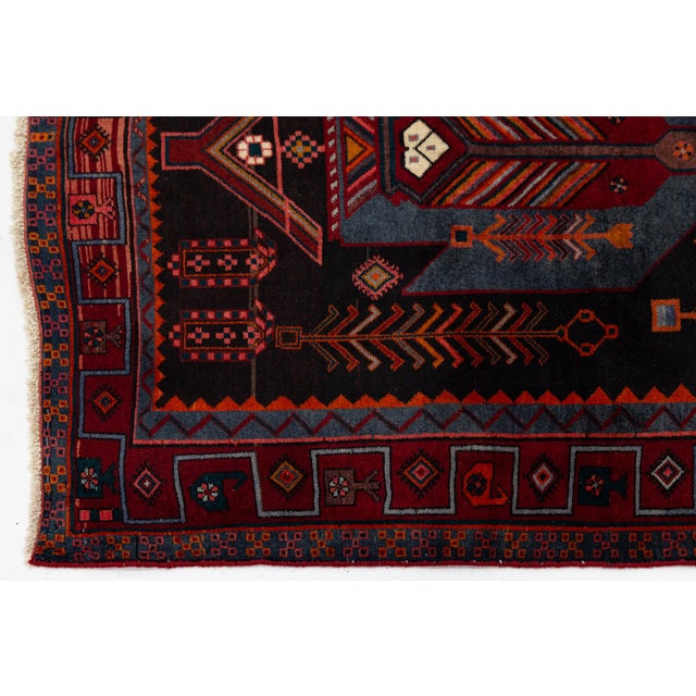 Brick Red Vintage Tribal Kurdish Wool Runner Rug With Tribal Motifs & Abrash Tones For Sale - Image 8 of 9