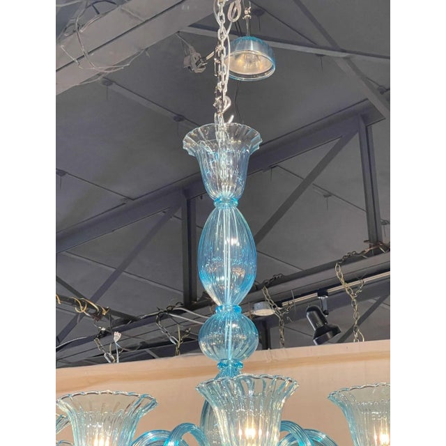 Modern Blue Murano Glass Chandelier With 10 Lights For Sale In Dallas - Image 6 of 9
