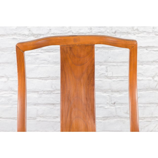 Brown Early 20th Century Ming Dynasty Style Yoke Back & Woven Rattan Seat Side Chairs - A Pair For Sale - Image 8 of 13