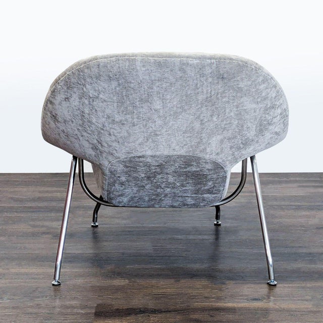 Mid-Century Modern Womb-Style Lounge Chair – Chrome & Gray Upholstery For Sale In San Francisco - Image 6 of 8