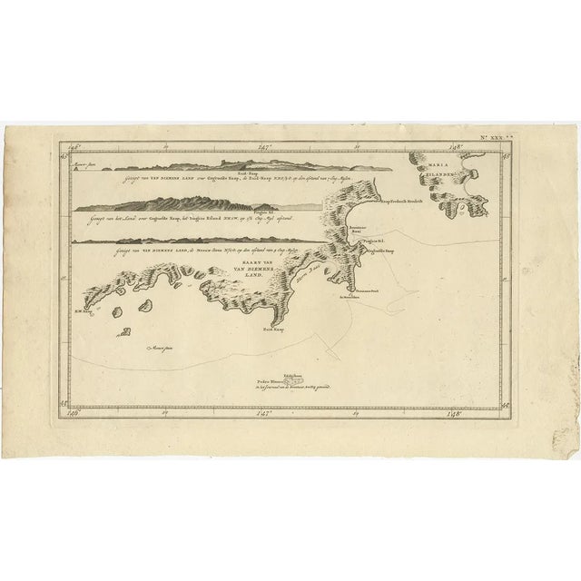 Antique Coastal Views and Map of Van Diemens Land, Australia, 1803 For Sale