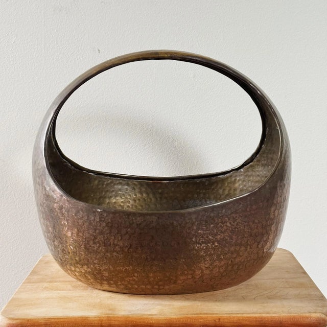 Mid-Century Hand Forged and Hammered Brass Bowl Basket Measures approx: 12H x 13L x 10D Please visit my other listings for...