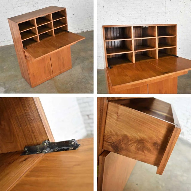 Vintage Scandinavian Modern Teak Desk in a Box Style Secretary With Drop Front For Sale - Image 10 of 18