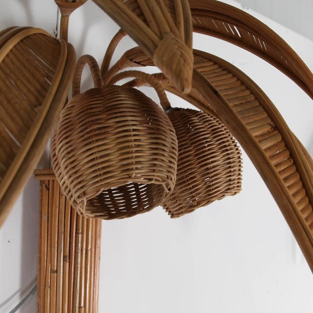 Large Palm Wall Light in Rattan For Sale - Image 10 of 15