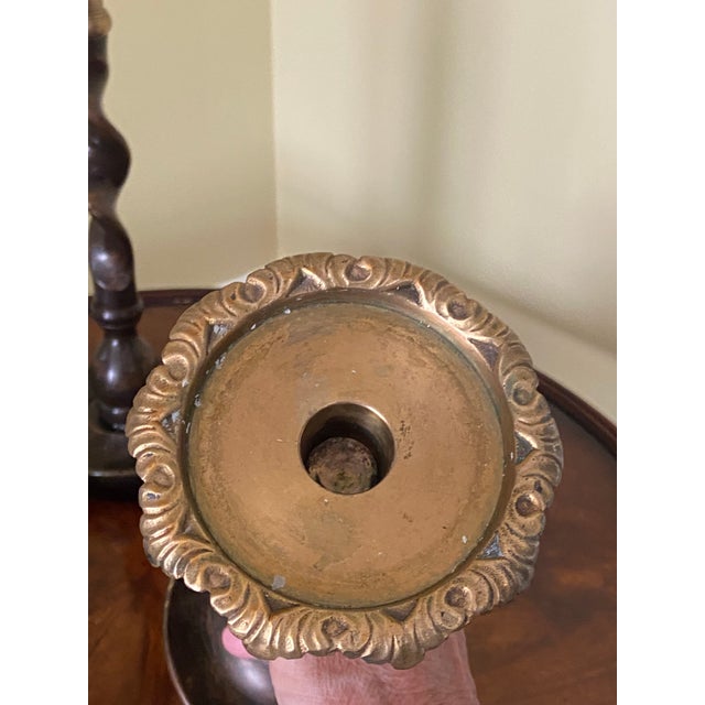 Gothic 1990s Candle Holders Set of 3 - Old World Bronze With Brass For Sale - Image 3 of 4