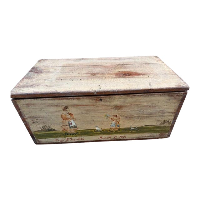 19th Century Original Paint Decorated Blanket Chest For Sale