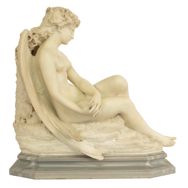 An exquisite large antique 19th century Italian Neoclassical Grand Tour Carrara marble statue of Psyche, by Oreste Ferrari...