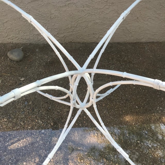 1950s 1950s Metal Faux Bamboo & Glass Patio Dining Table For Sale - Image 5 of 9