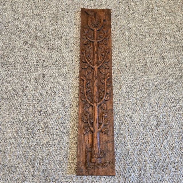 Brown Evelyn Ackerman Carved Wood 'Tree of Life" Wall Panel MCM 36"x7 Era Industries For Sale - Image 8 of 10