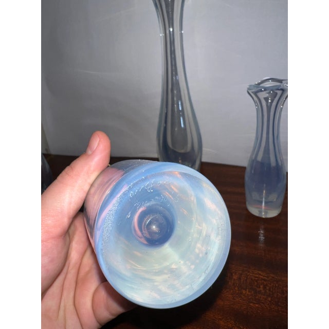 Glass 1950s Sven Palmqvist for Orrefors Opalescent Art Glass Bud Vases - Set of 4 For Sale - Image 7 of 8