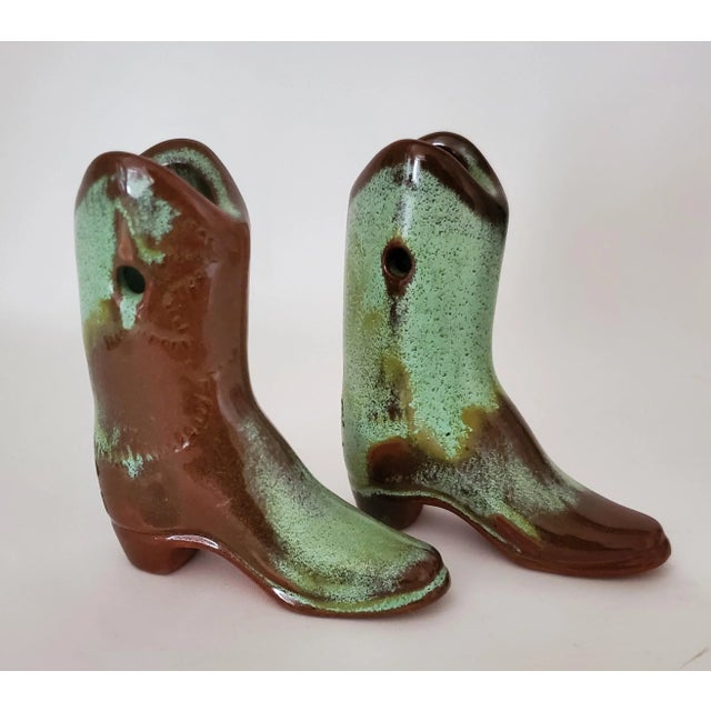 Pair of 1950s Miniture Mid-Century Modern Cowboy Boots by Frankoma For Sale - Image 4 of 9