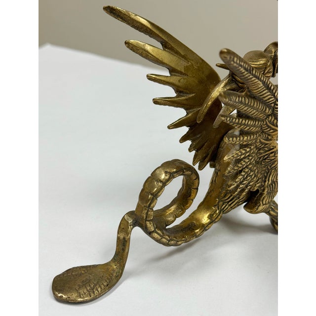Vintage Brass Griffin Motif Candlestick Holder For Sale - Image 10 of 10