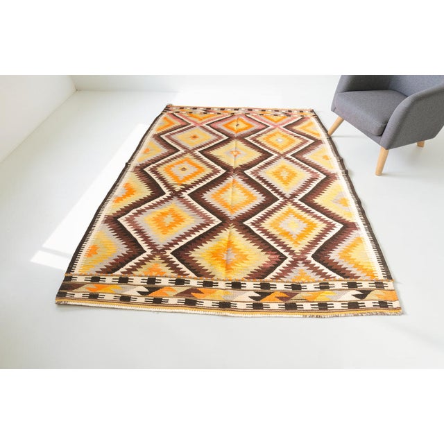 Light Yellow Vintage Handwoven Kilim Rug For Sale - Image 8 of 10