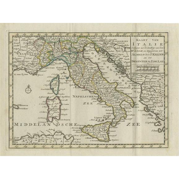 Antique Map of Italy by Keizer & De Lat, 1788 For Sale