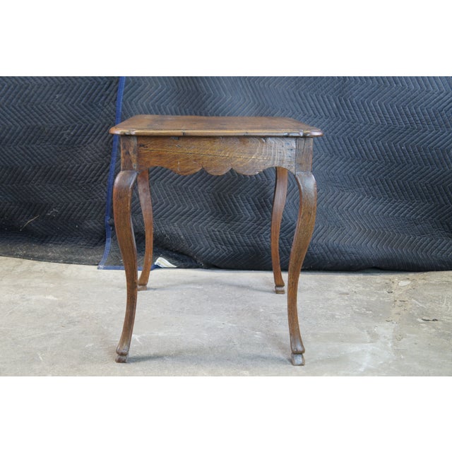 Wood Late 19th Century Antique French Provincial Primitive Farmhouse Country Oak Side Table For Sale - Image 7 of 12