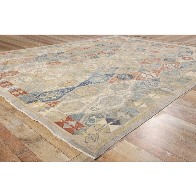 Textile Vintage Modern Tribal Oushak Rug - 09'11 X 12'11 For Sale - Image 7 of 9