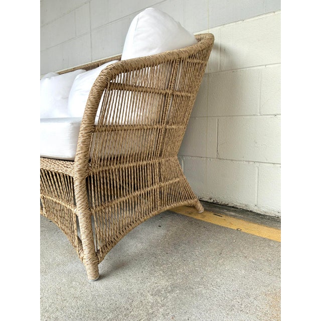 Textile Made Goods Organic Modern Faux Wicker Soma Outdoor Sofa For Sale - Image 7 of 8