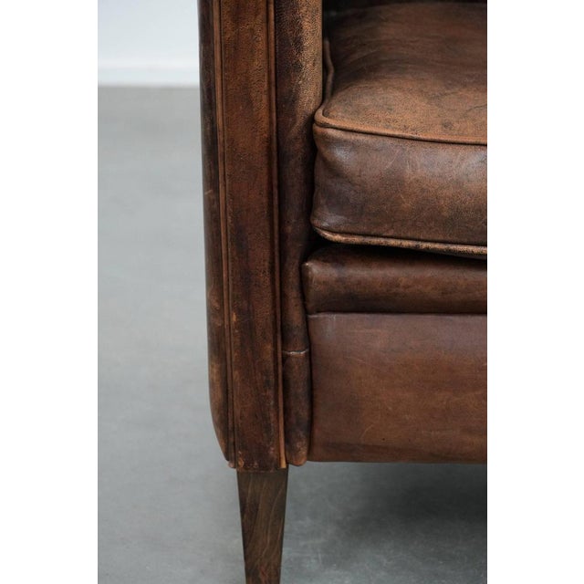 Vintage Sheepskin Club Armchair For Sale - Image 15 of 18