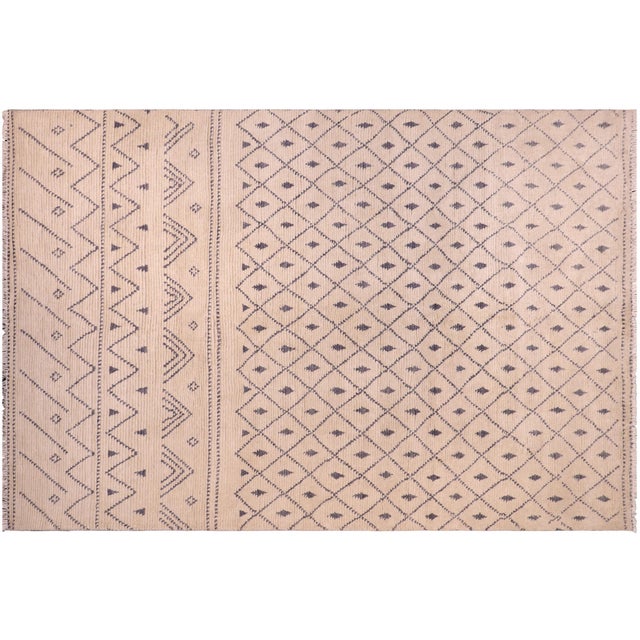 Beige Rustic Beige/Gray High Low Wool Rug - 7'11'' X 10'3'' For Sale - Image 8 of 9
