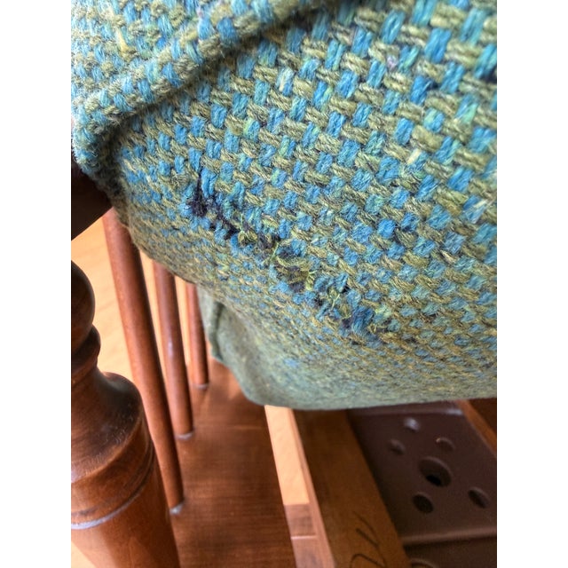 Heywood-Wakefield Danish Tufted Swivel Lounge Chair & Pleated Ottoman in Emerald Tweed 1960's For Sale - Image 15 of 16