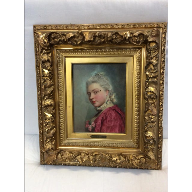 Gray Late 19th Century Gustave Jean Jacquet Portrait of a Lady For Sale - Image 8 of 9