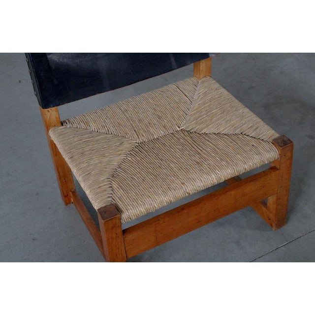 Vintage Dutch Low Chair with Rush Seating, 1960s For Sale - Image 9 of 14