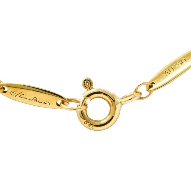 Green Tiffany & Co. Elsa Peretti 18k Gold Necklace With Green Nephrite Pendant For Sale - Image 8 of 8