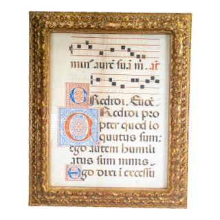 Antique Florentine Illuminated Songbook Page For Sale