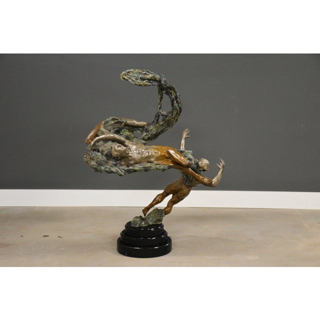 Abstract 1990s Spiral Helix Y Bronze Statue by Mary Louise Snowden For Sale - Image 3 of 9