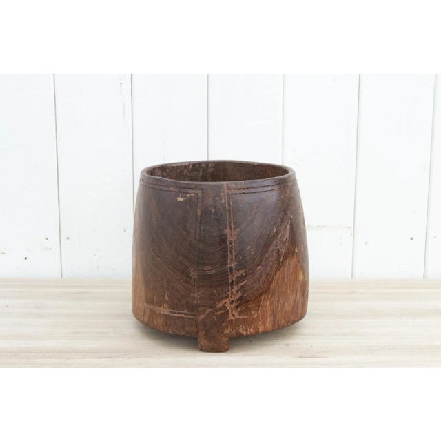 Tribal Okali Vintage Textured Naga Rice Bowl For Sale - Image 3 of 10